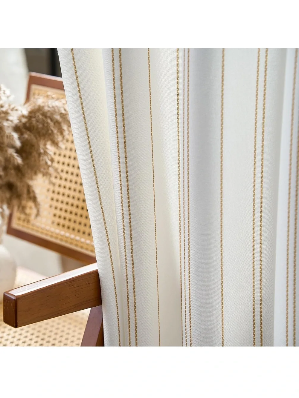 Yellow Striped Curtains 90”Length Window Treatment Modern Linen Look 1857/c-1